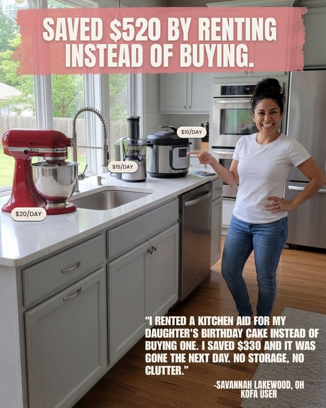 Savannah in Lakewood, Ohio saved $520 by renting kitchen appliances instead of buying them